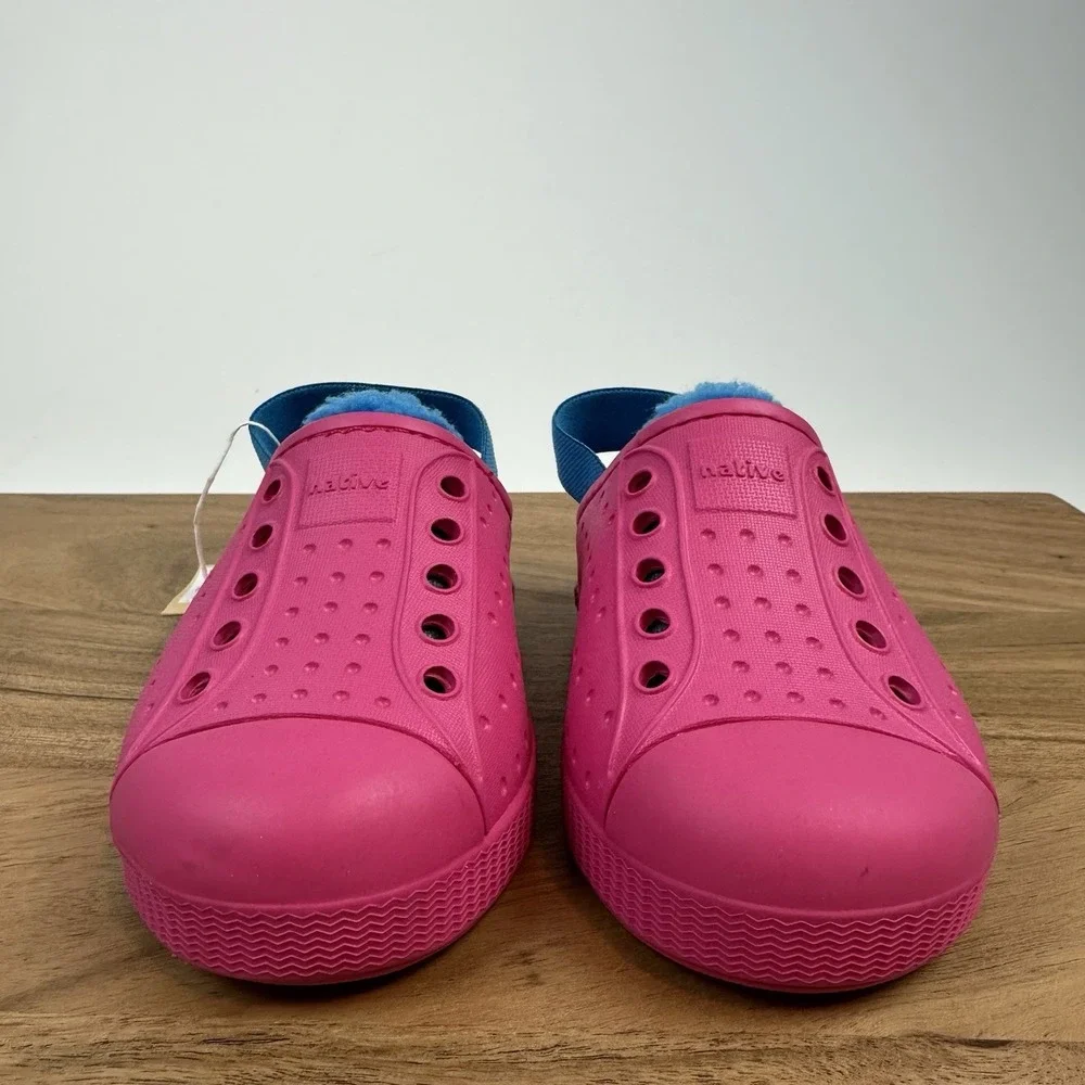 New NWT Little‎ Kids Native Jefferson Cozy Pink Fleece Sling Shoes 7 C